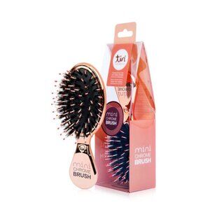 TIRI PRO Mini Chrome Boar Bristle Hair Brush Rose Gold Pink NWT